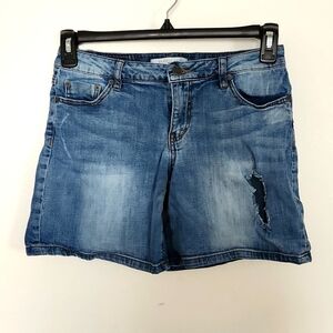 Kenneth Cole Reaction Womens Jean Shorts Size 4 Blue Ripped Distressed